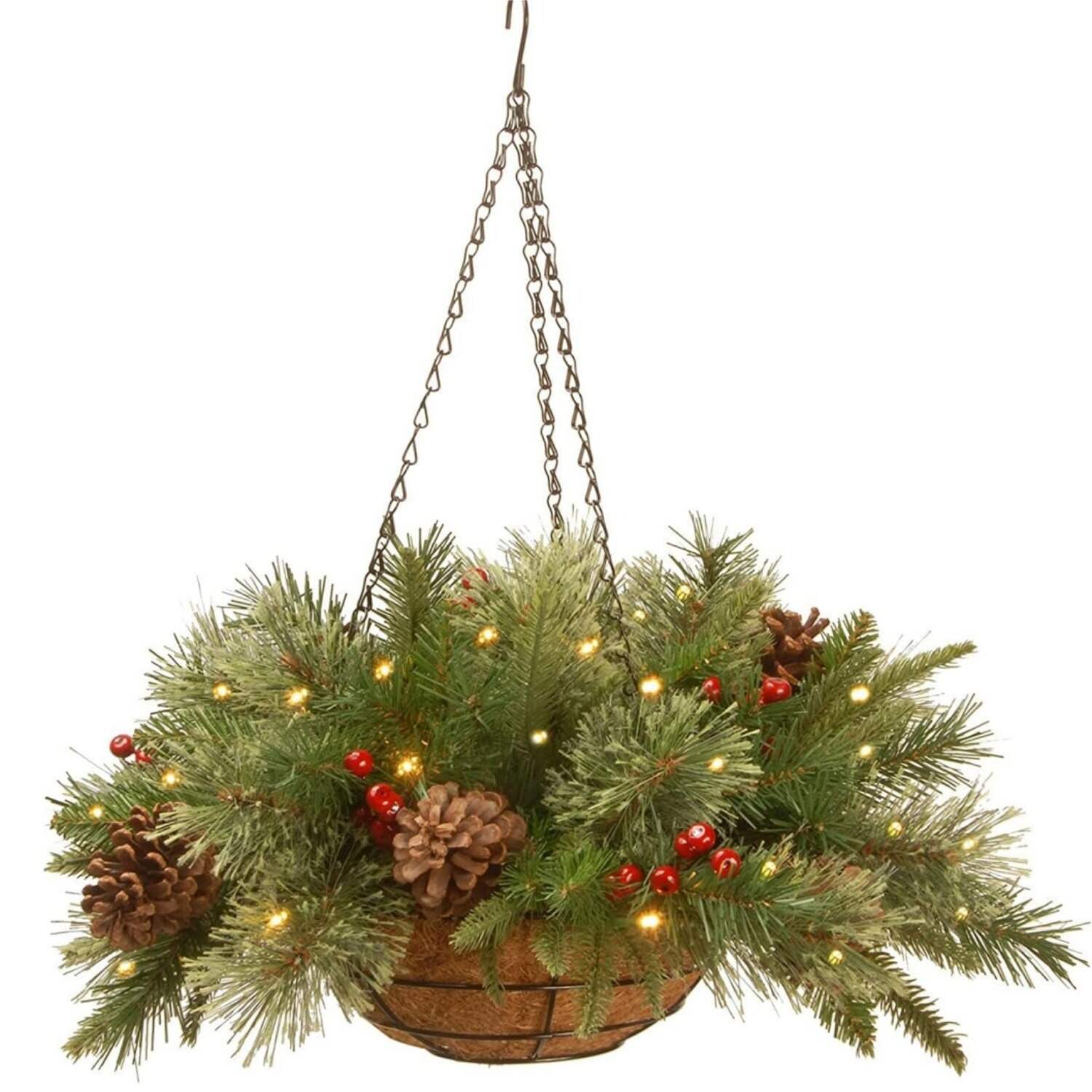 🎅HOT SALE 60% OFF⛄ - Lit 'Feel Real' Artificial Christmas Hanging Basket