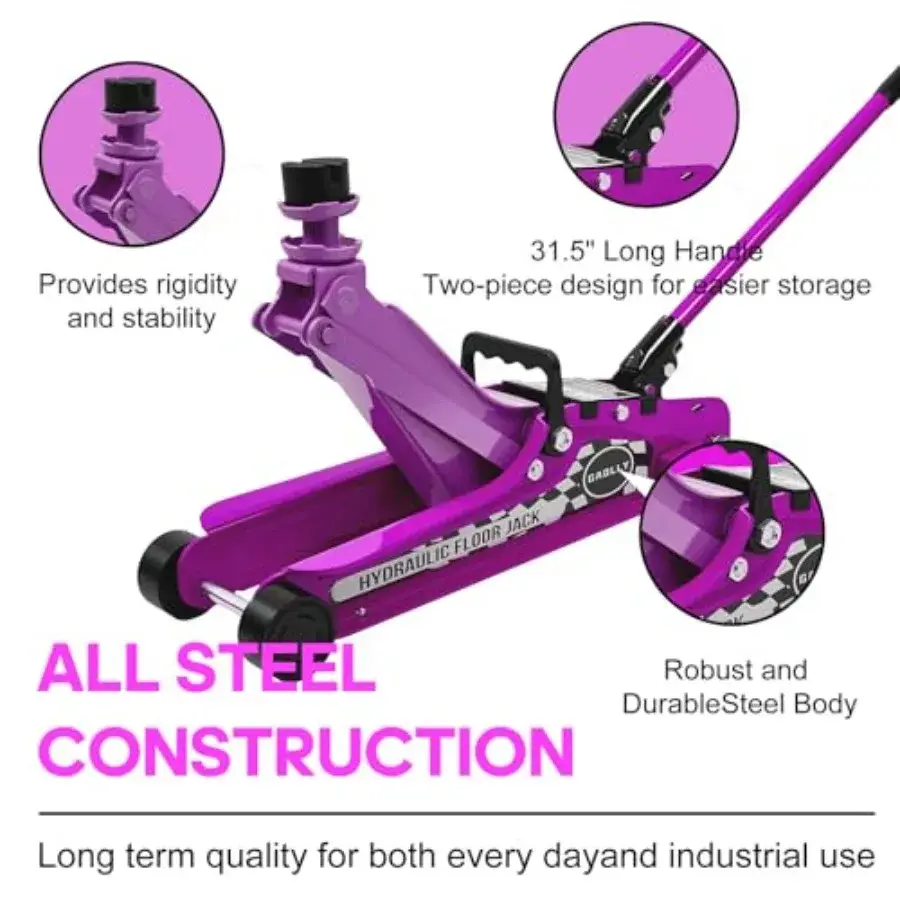 2.5-3Ton Low-Profile Professional Floor Jack with RAPID PUMP, Purple