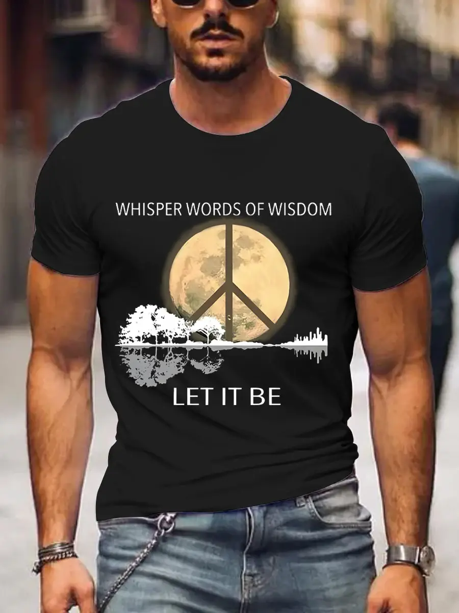 Men's Whisper Words Of Wisdom Let It Be Art Print Casual T-Shirt