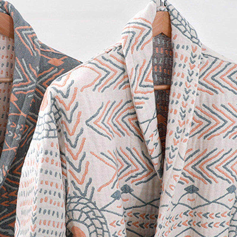 Cotton Striped Bathrobe V-Neck Sleepwear