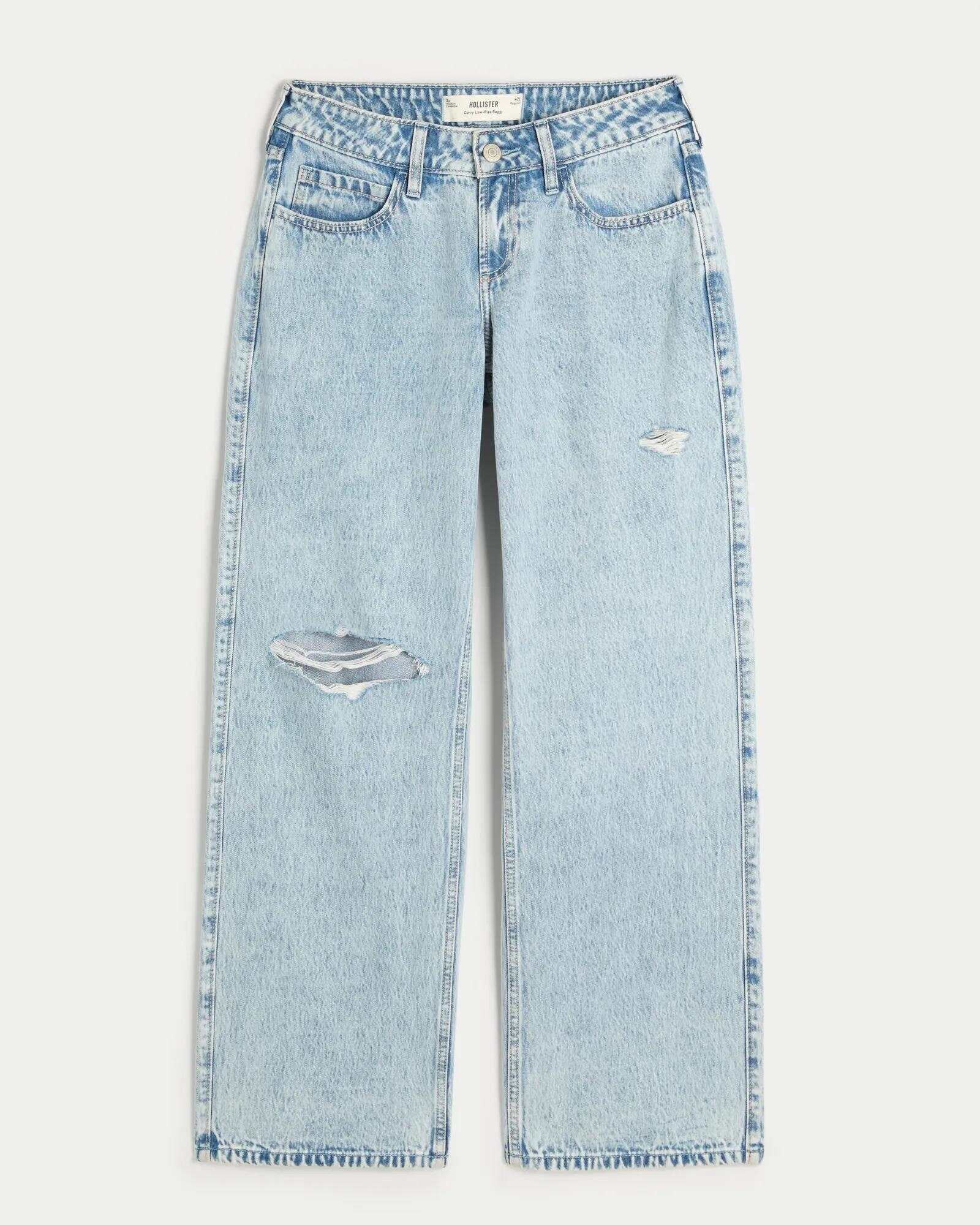 Curvy Low-Rise Light Wash Baggy Jeans