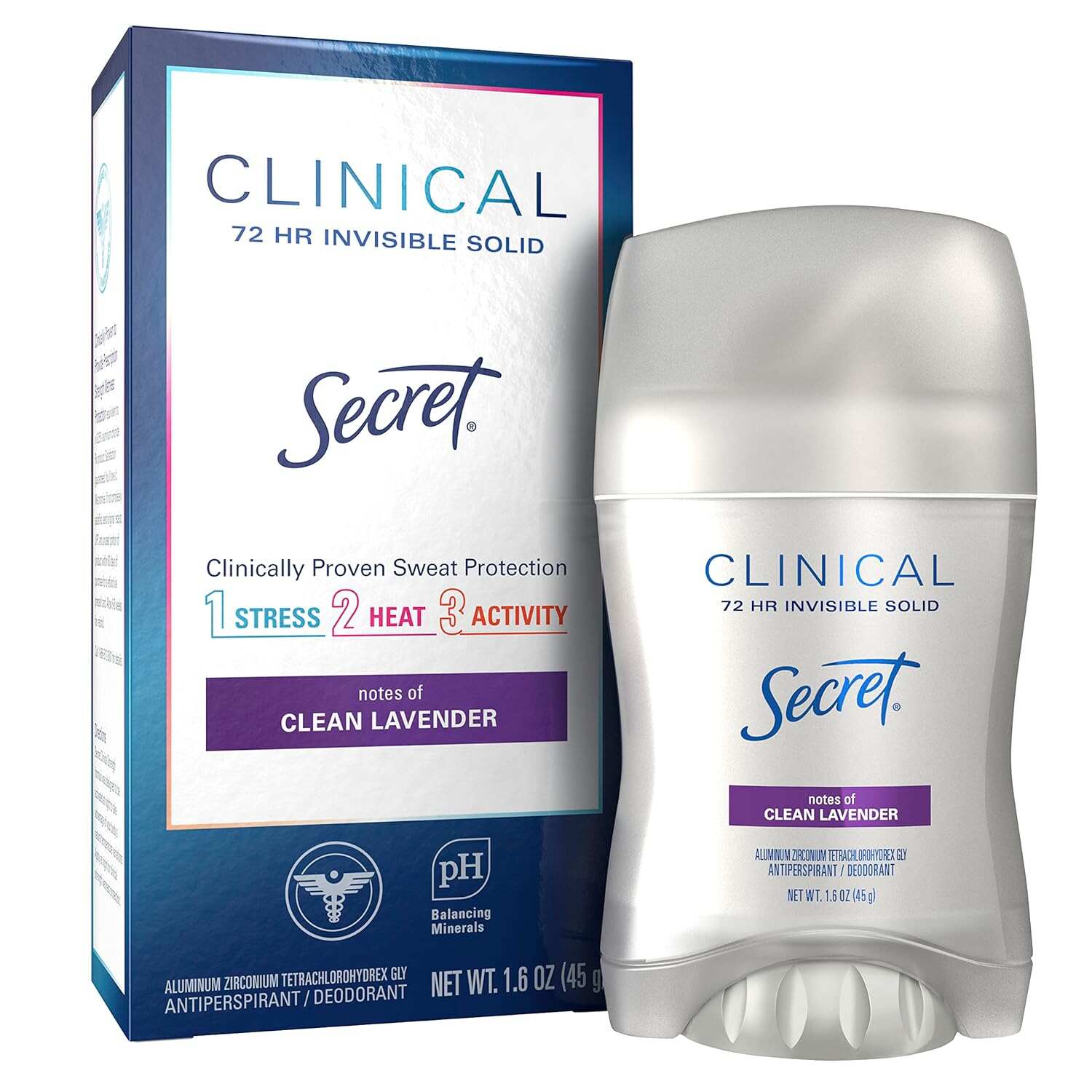Secret Clinical Strength Antiperspirant and Deodorant Women, Soft Solid Stress Response, 72 Hr Sweat Protection, 1.6 oz (Pack of 3)