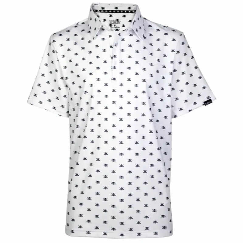 Micro Skull Cool-Stretch Men's Golf Shirt (White)