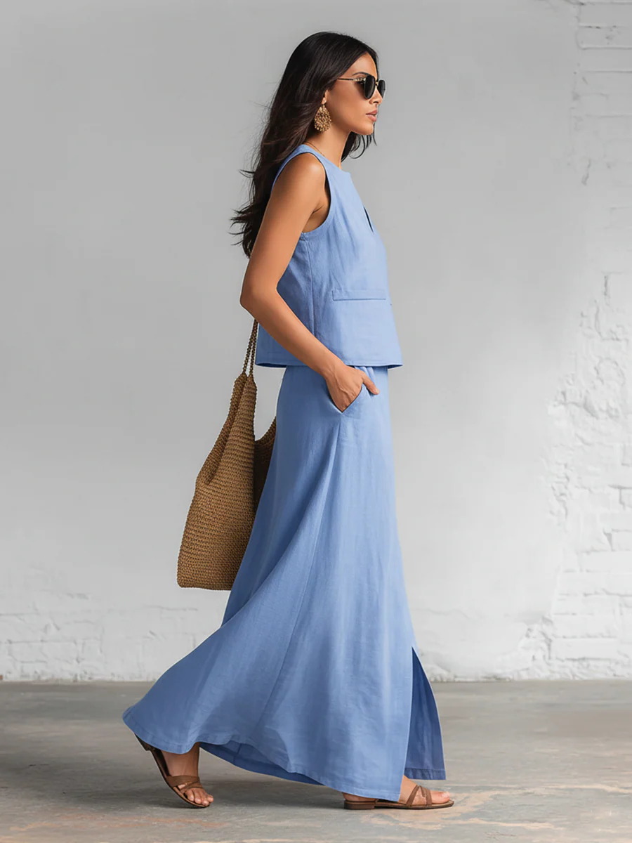 🔥Summer Arrivals🌟Minimalist And Elegant V-neck Top And Skirt Two-piece Set