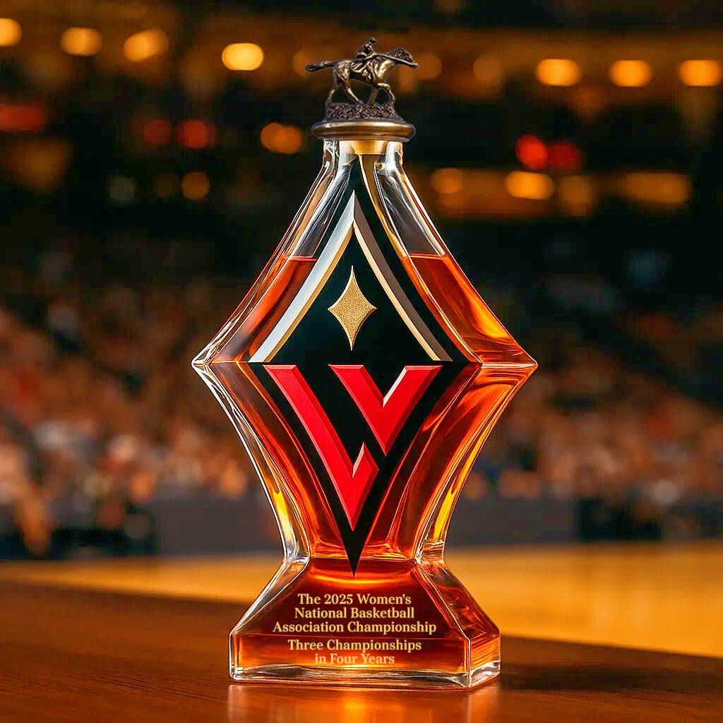 Whiskey bottle commemorating the Las Vegas Aces winning the 2025 WNBA championship