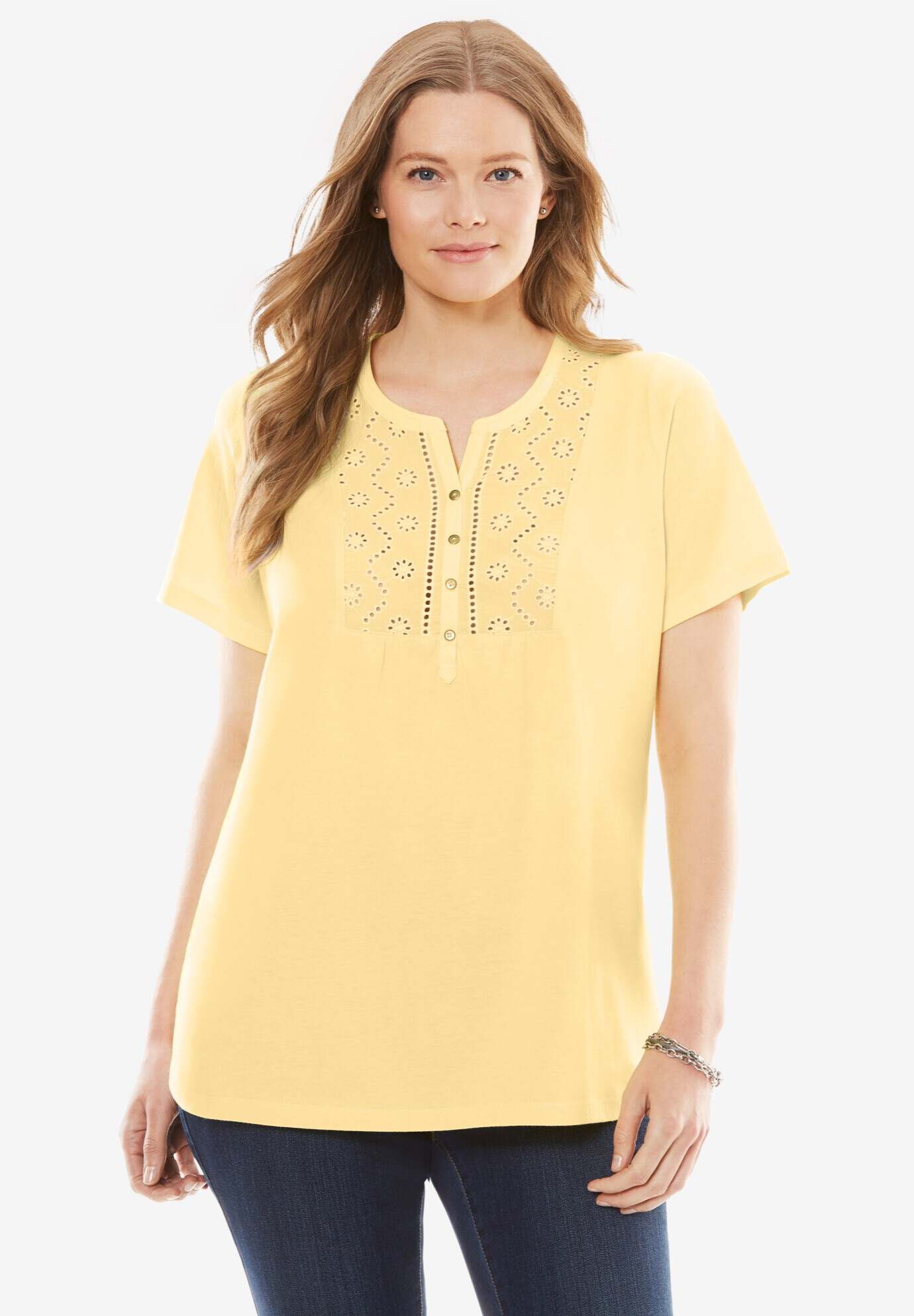 Eyelet Henley Tee