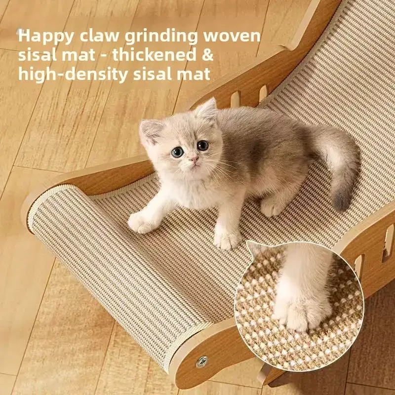 Wooden Cat Hammock with Sisal Scratching Pad