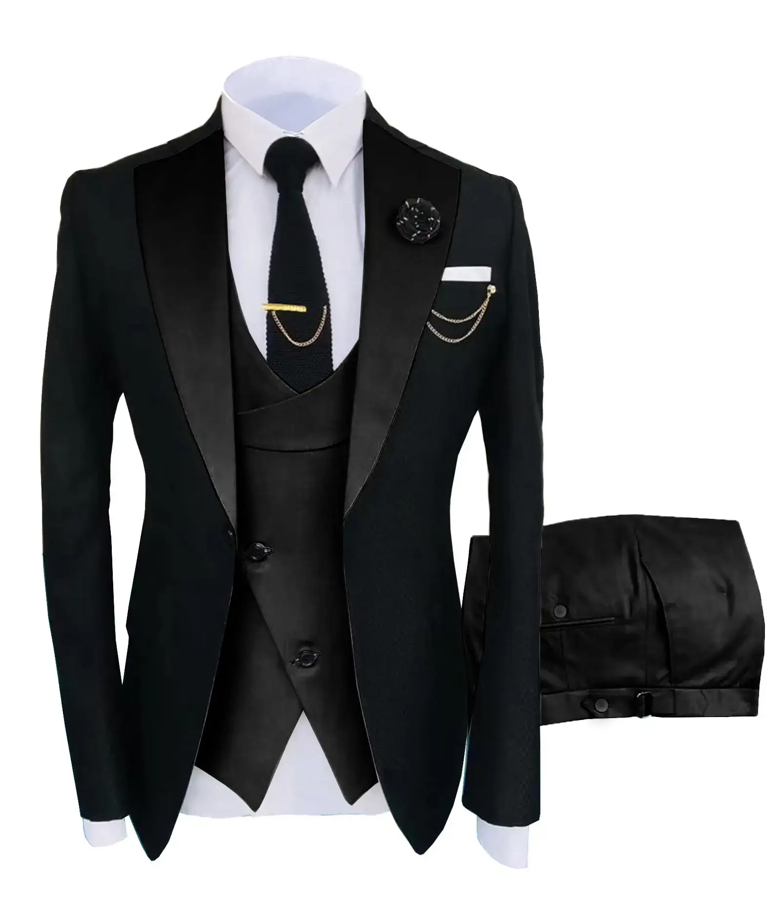 🔥 Last Day For Clearance !Men's 3-Piece Suit Set - Double Breasted Blazer, Vest & Pants