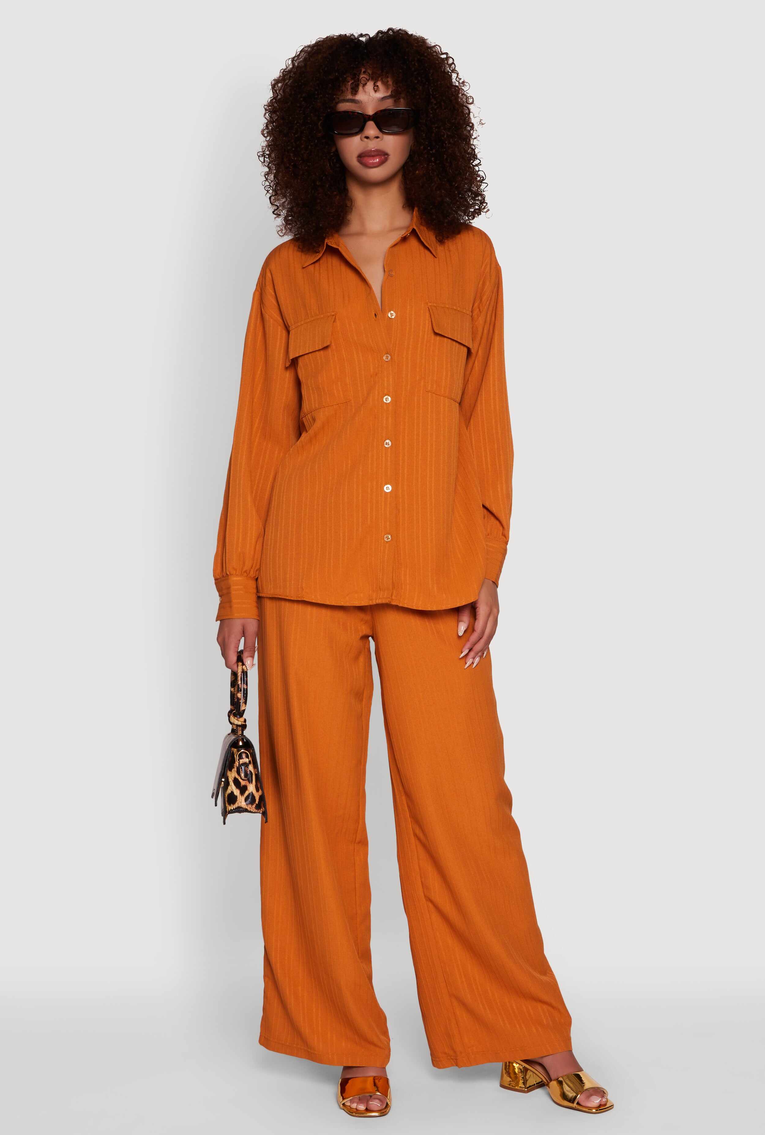 Iris Shadow Stripe Textured Knit Wide Leg Pants