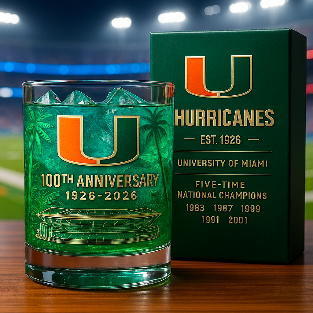 Miami Hurricanes 100th Anniversary Commemorative Glass