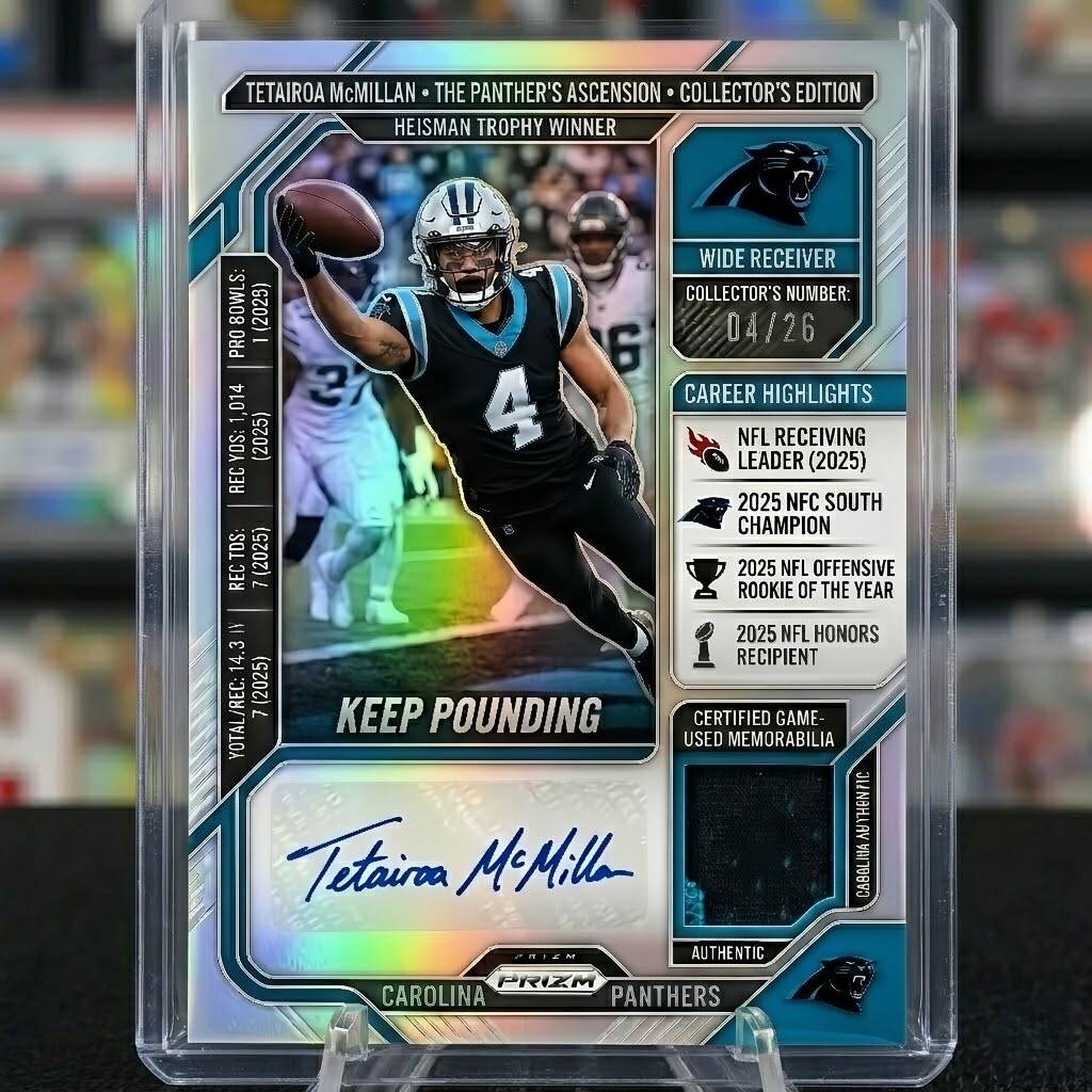 Tetairoa McMillan Rookie Auto Patch Prizm Card
