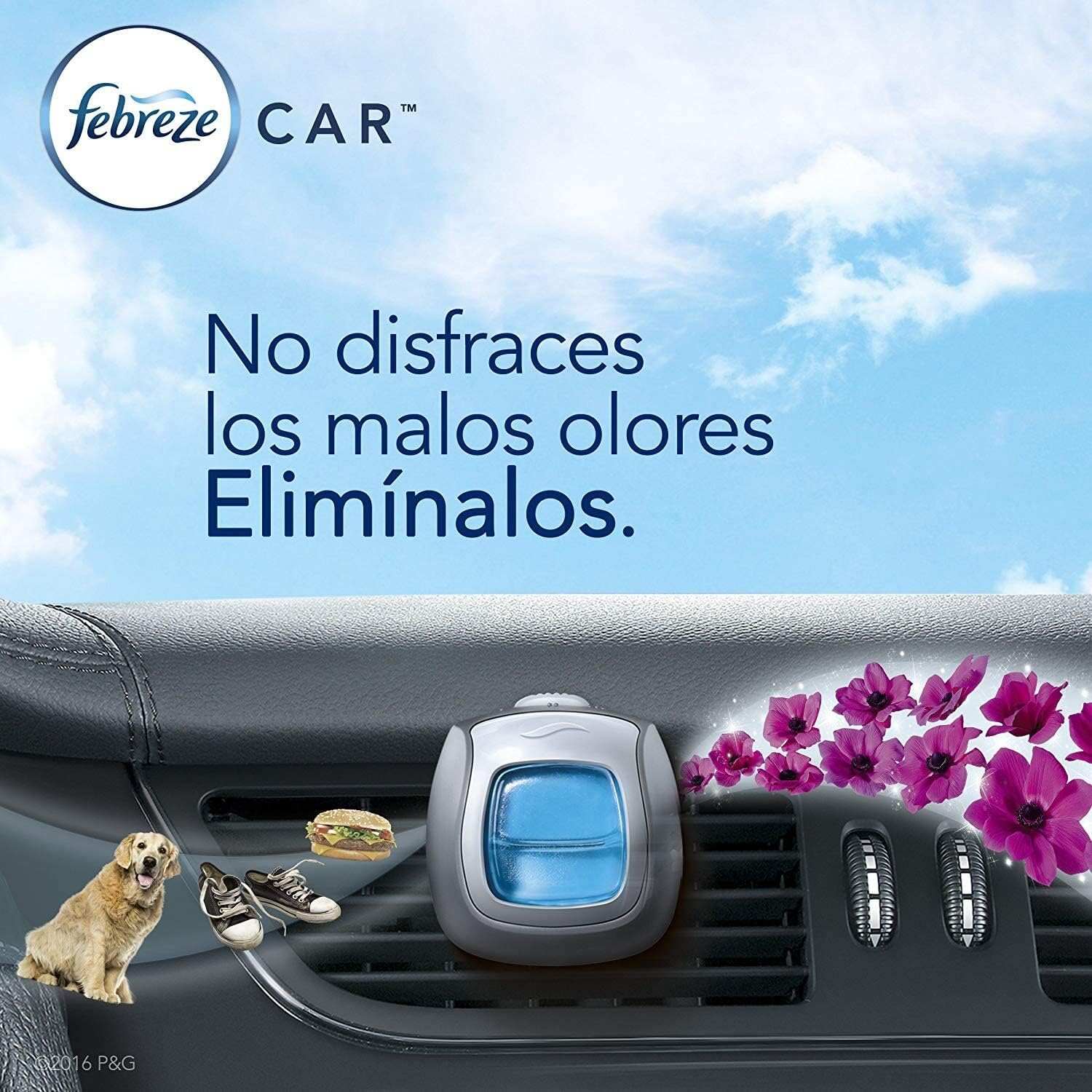 Febreze Car Air Fresheners, New Car Scent, Odor Eliminator for Strong Odors Car Vent Clips (2 Count)