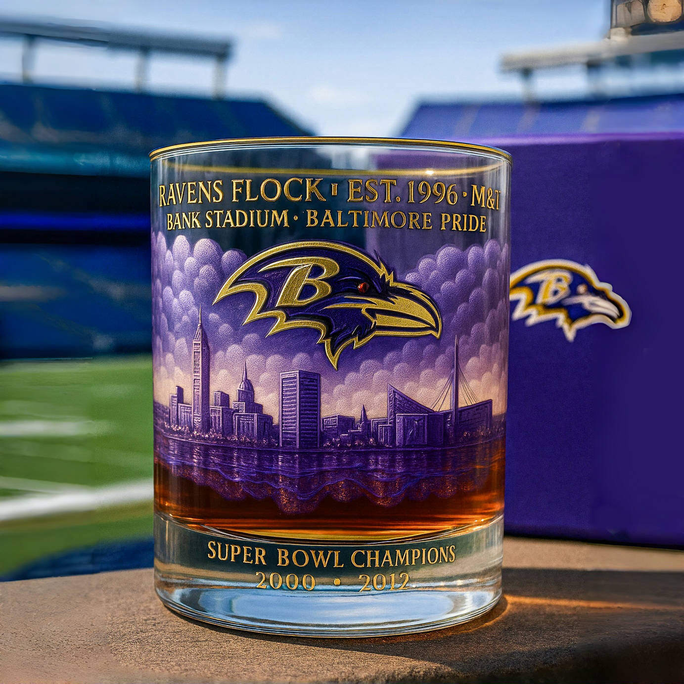 Baltimore Ravens Whiskey Glass