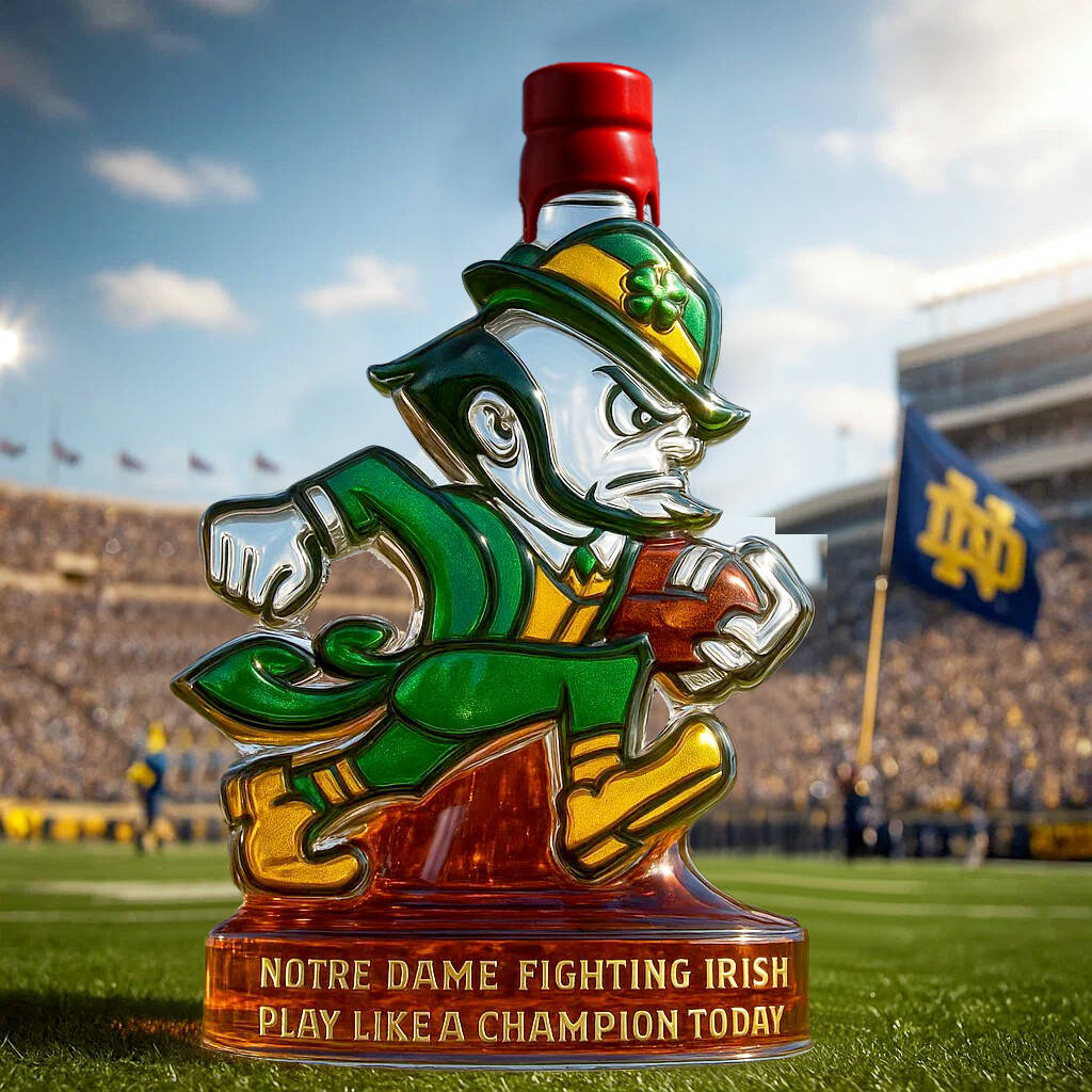 Notre Dame Latest logo The Fighting Irish Limited edition Whiskey Bottle
