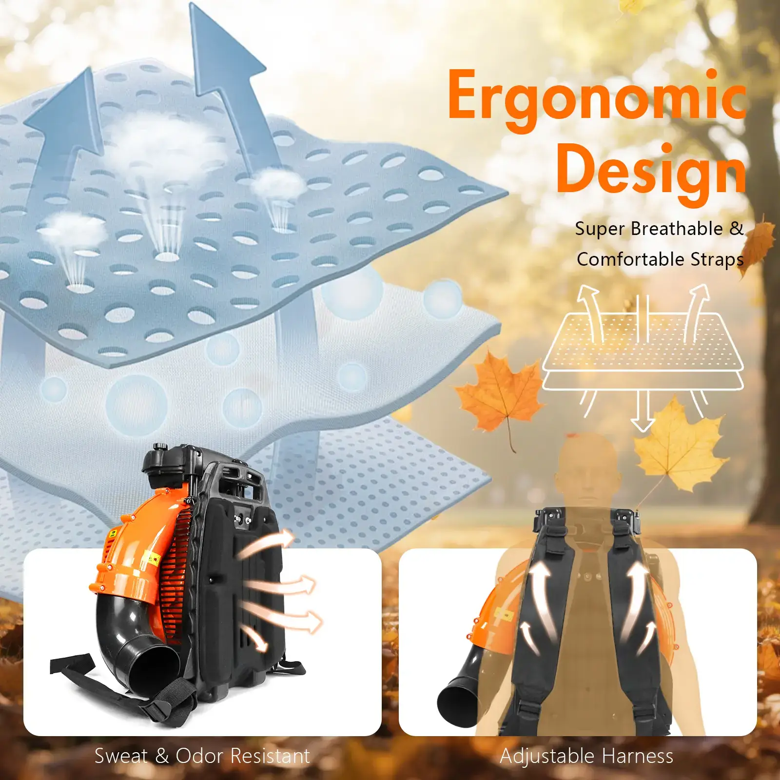 75.6cc Gas Leaf Blower Backpack 847 CFM 236 MPH 2-Cycle Ergonomic & 52cc Gas Backpack Leaf Blower 2-Stroke Engine 768 CFM 216 MPH & 25.4CC Gas Leaf Blower Handheld 432CFM 180MPH Harness System Low Vibration Powerful Lawn Yard Care Blower