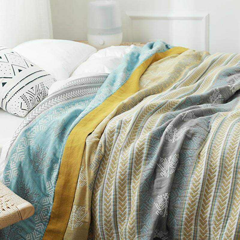 Cotton Wheat Ear Print Reversible Quilt