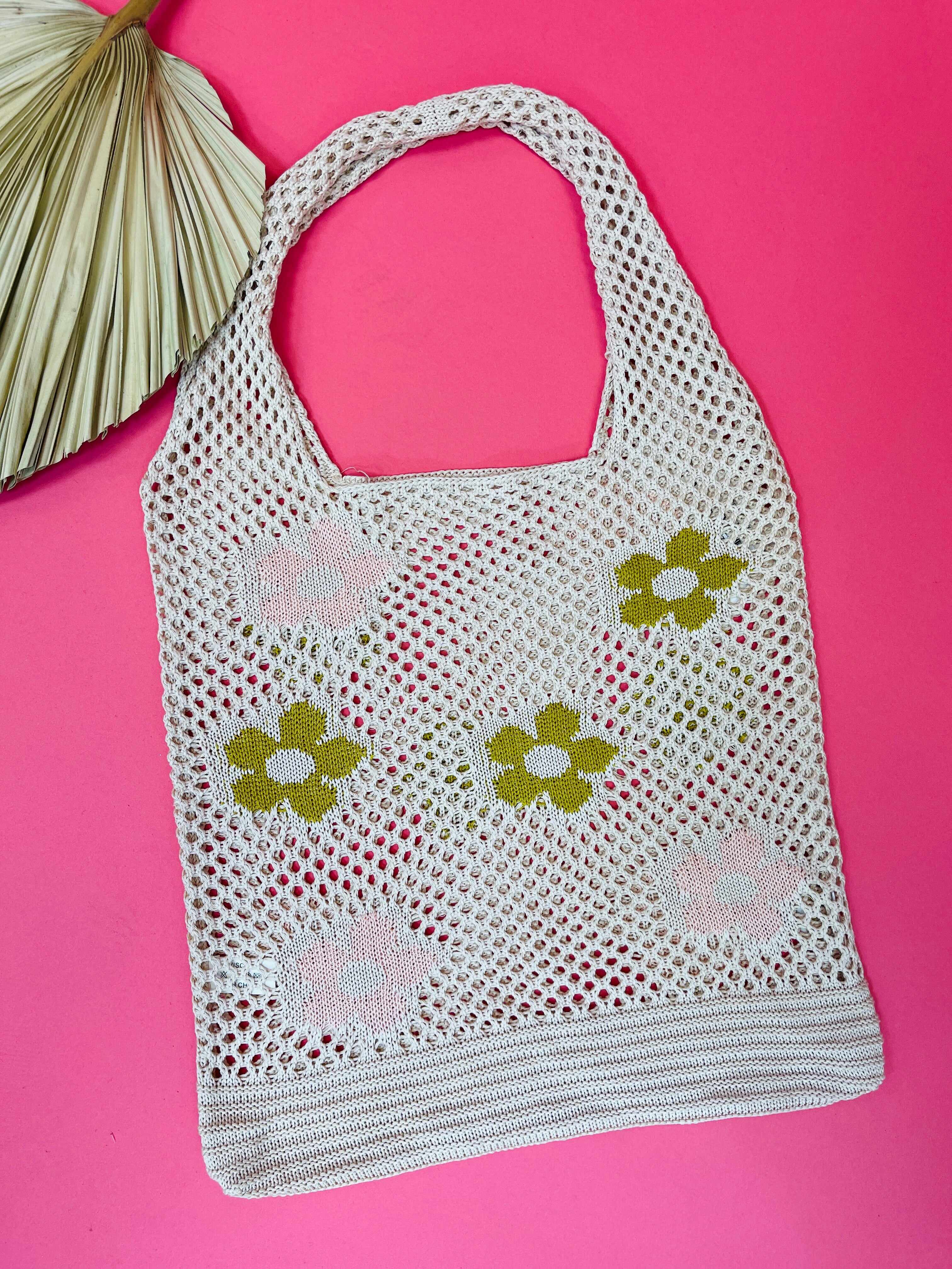 Floral Crochet Slouchy Bag In Sunrise