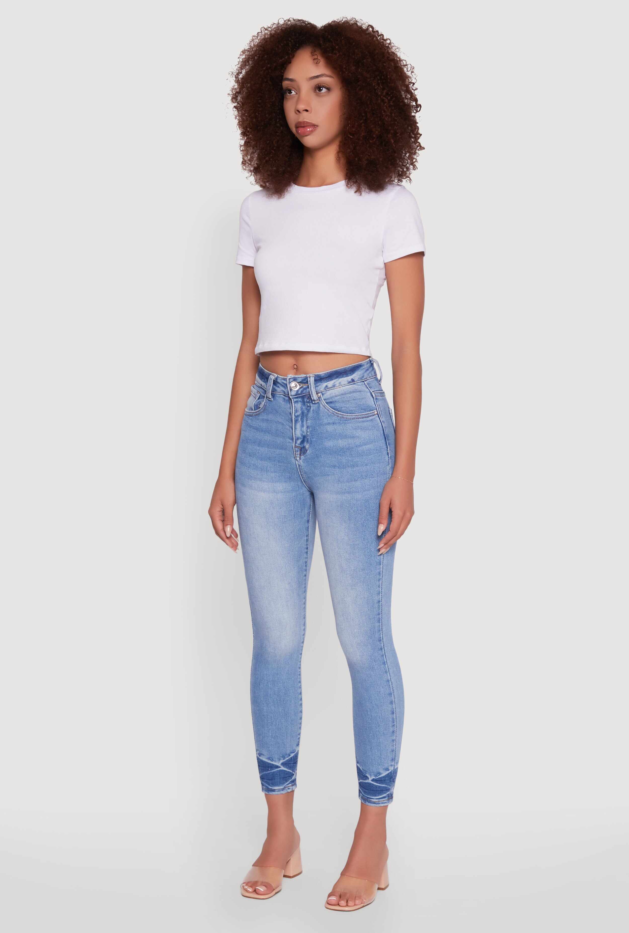 WAX Crinkle Hem Whiskered Skinny Jeans
