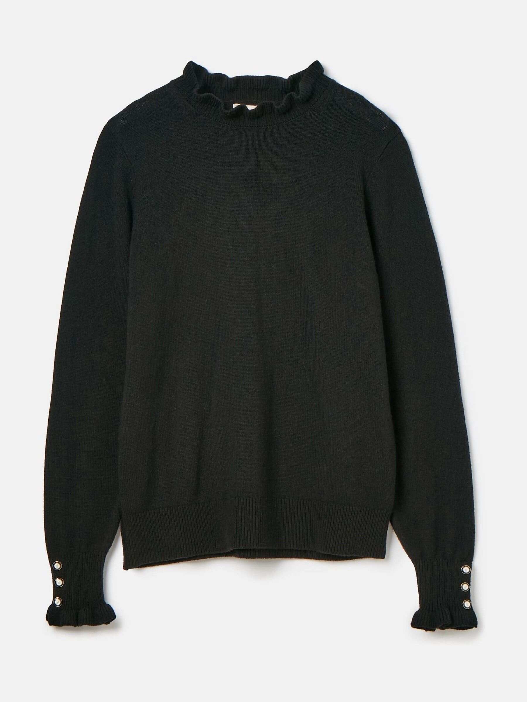 Edith Black Frill Neck Jumper