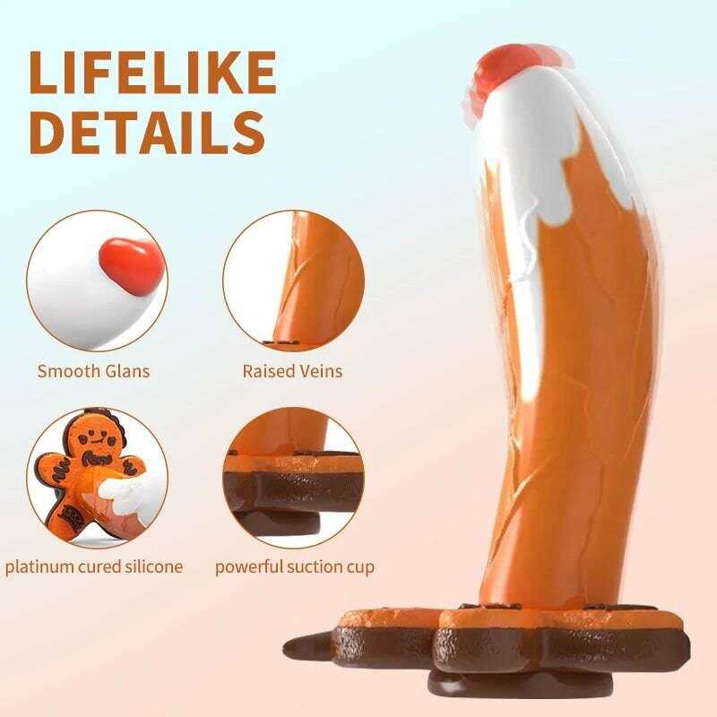 Fantasy Silicone Monster Dildo – Colorful Gingerbread Man & Dragon Design with Suction Cup