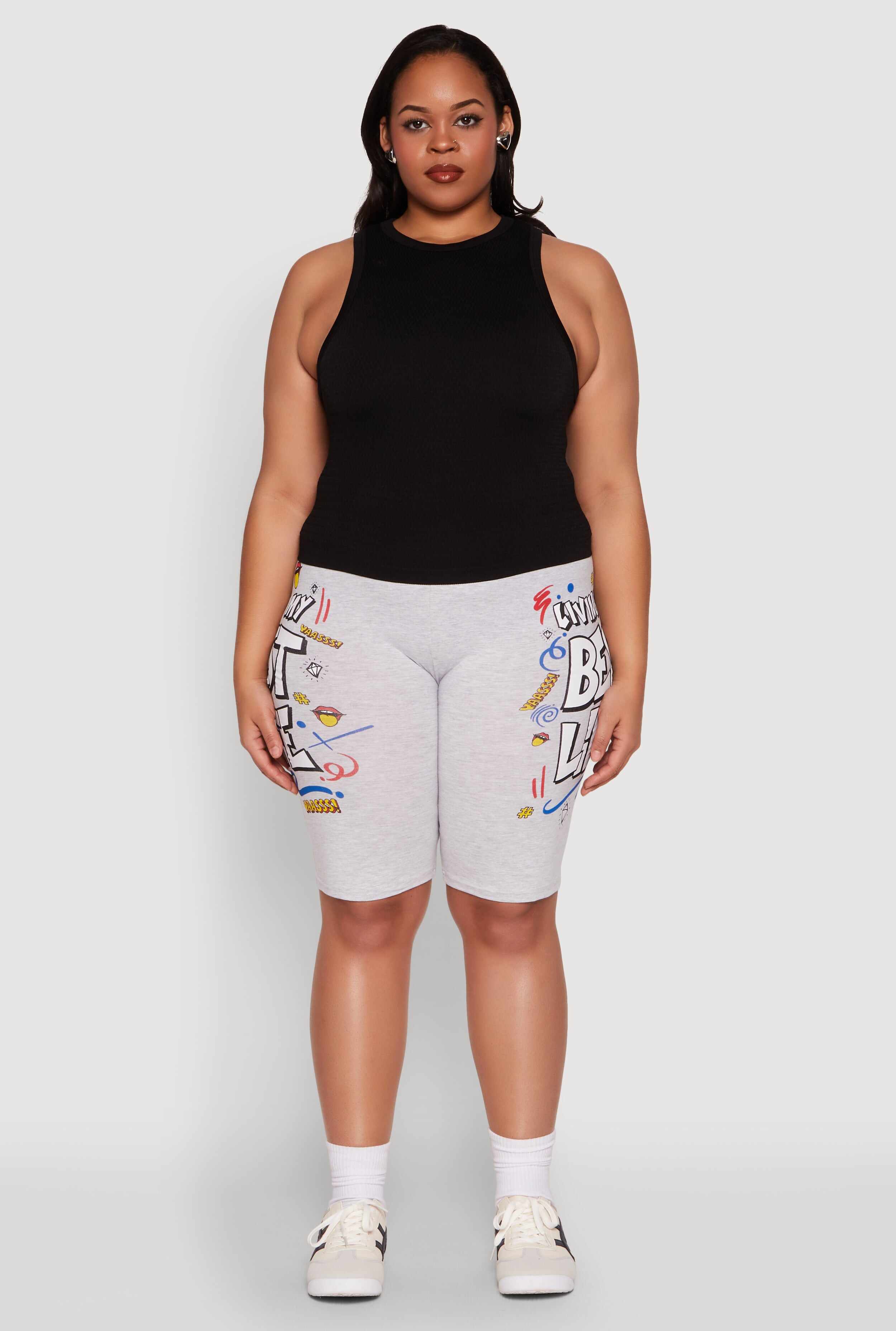 Plus Size Living My Best Life Graphic Shorts