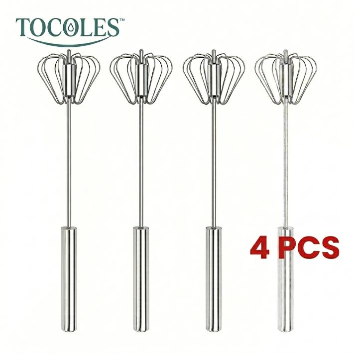 Stainless Steel Hand-Push Rotary Whisk - Versatile Kitchen Tool