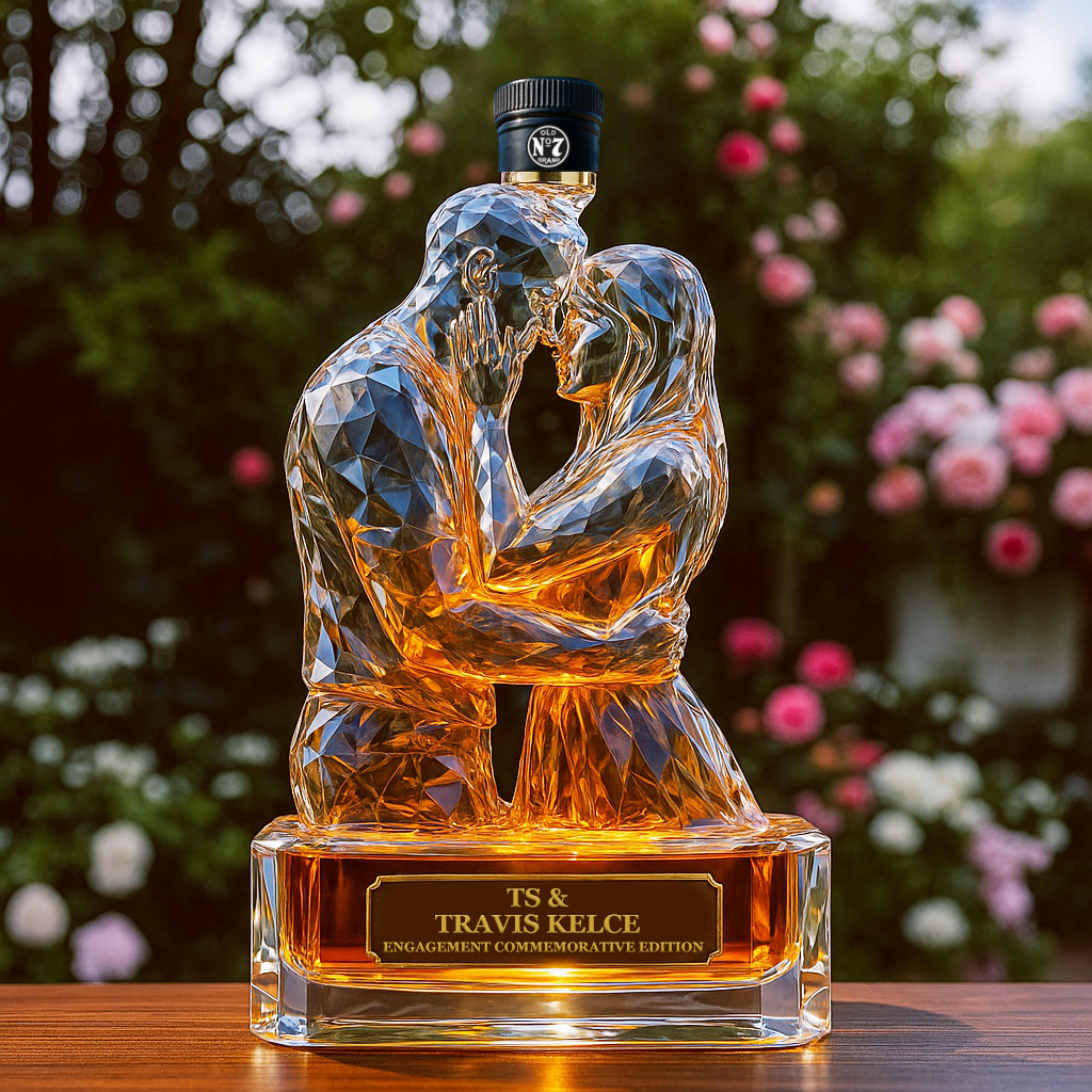 TS & Travis Kelce Engagement Diamond Whiskey Bottle