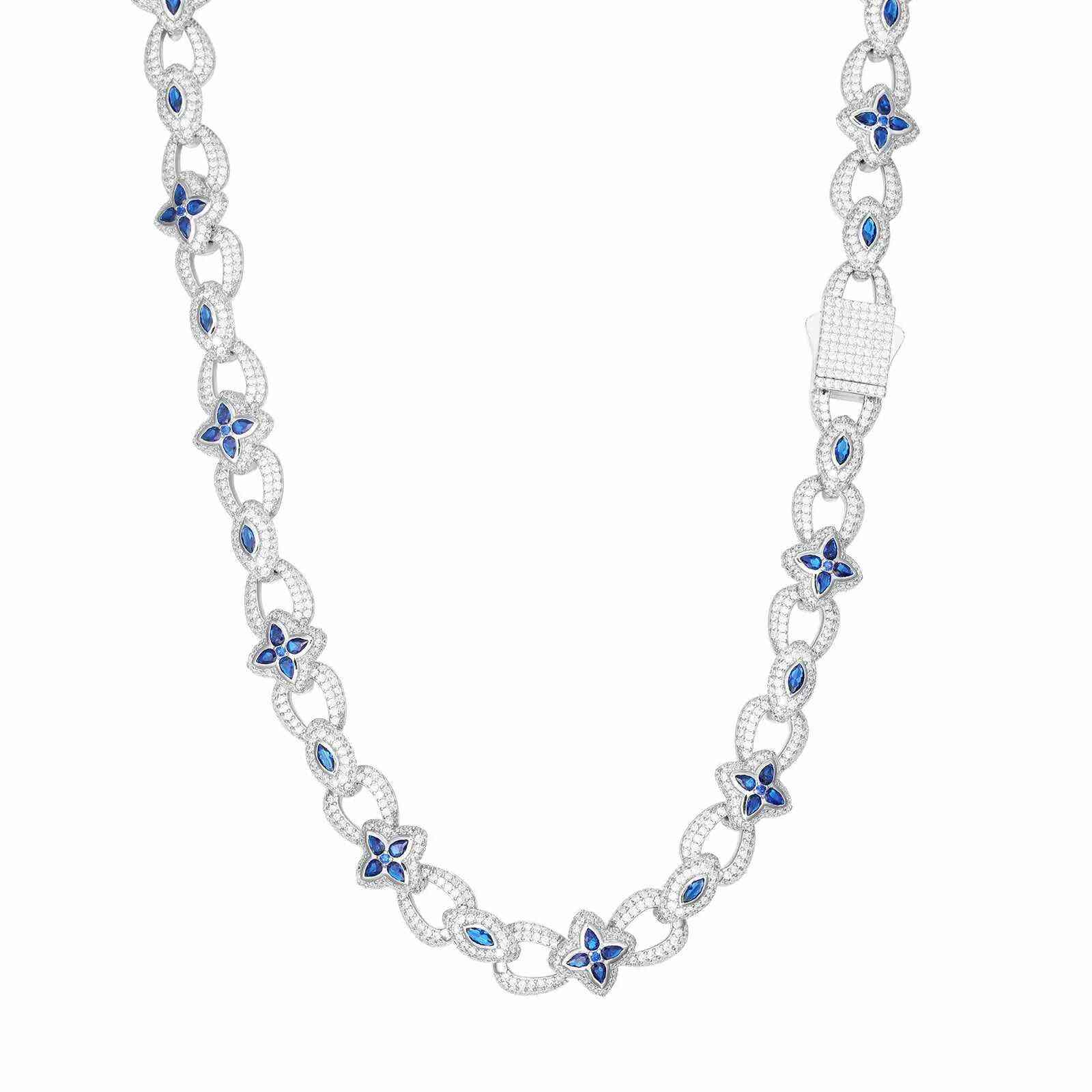 TestTest 10mm S925 Moissanite Evil Eye Four Leaf Clover Link Chain