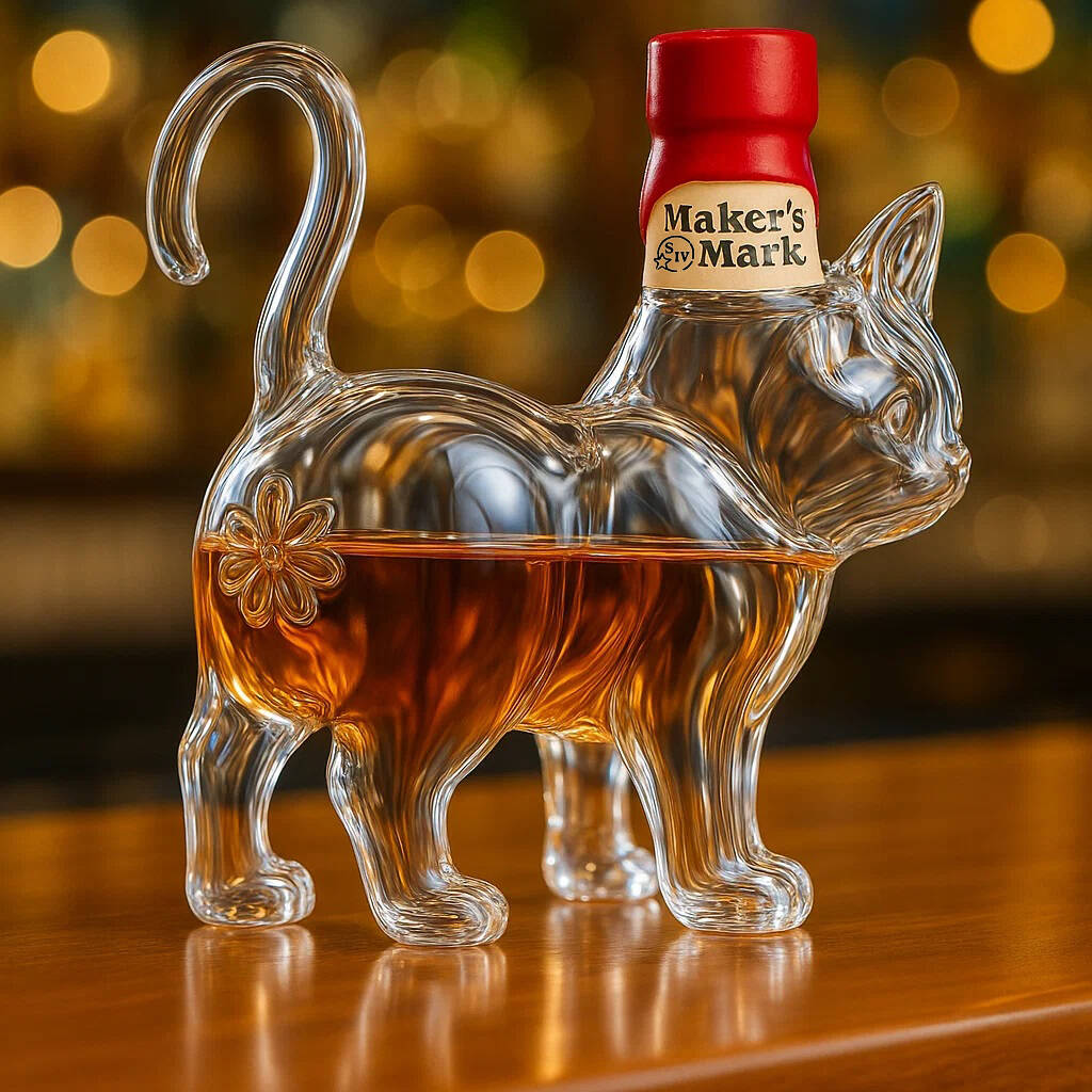 Funny Cat-Bottom Whisky Bottle