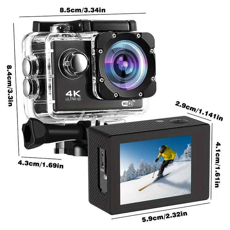 LUOSI Ultra HD Action Camera 4K 30fps, 1181.1inch Waterproof Camera, 170° Wide Angle Underwater Cameras With WiFi, Sports Camera