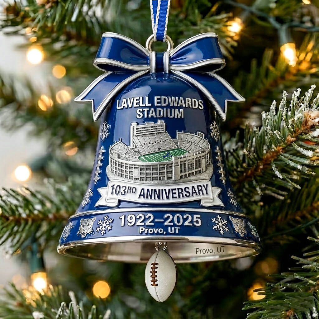 BYU Lavell Edwards Stadium 103rd Anniversary Bell Ornament