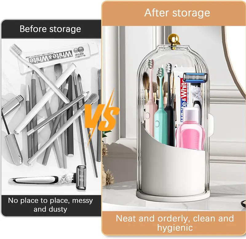 🔥LAST DAY-69 % OFF🔥 360° Spinning Toothbrush & Makeup Brush Organizer-Dustproof