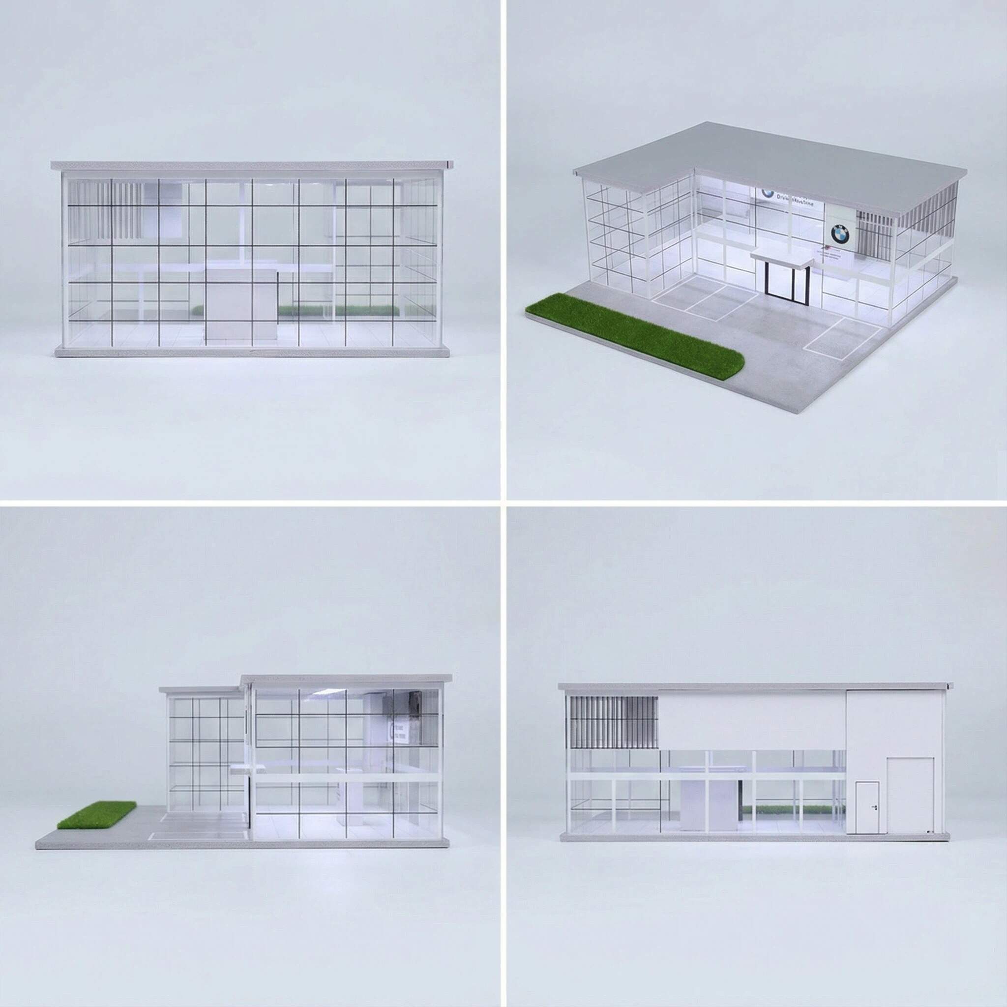 1:64 Scale Modern Luxury Car Showroom Diorama Display Case – Contemporary Dealership Scene for Diecast Cars