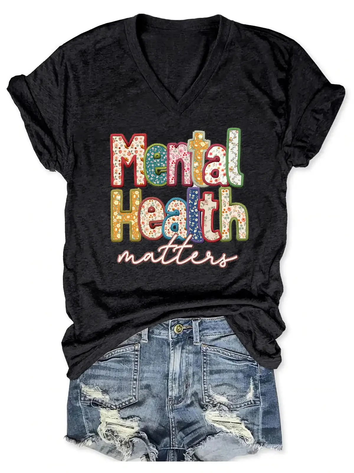 Women's Mental Health Print Casual  T-shirt