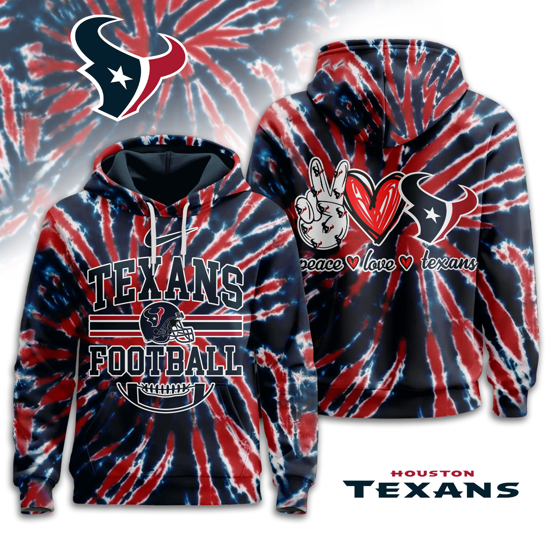 Houston Texans | Premium NFL Tie Dye 3D Hoodie TD