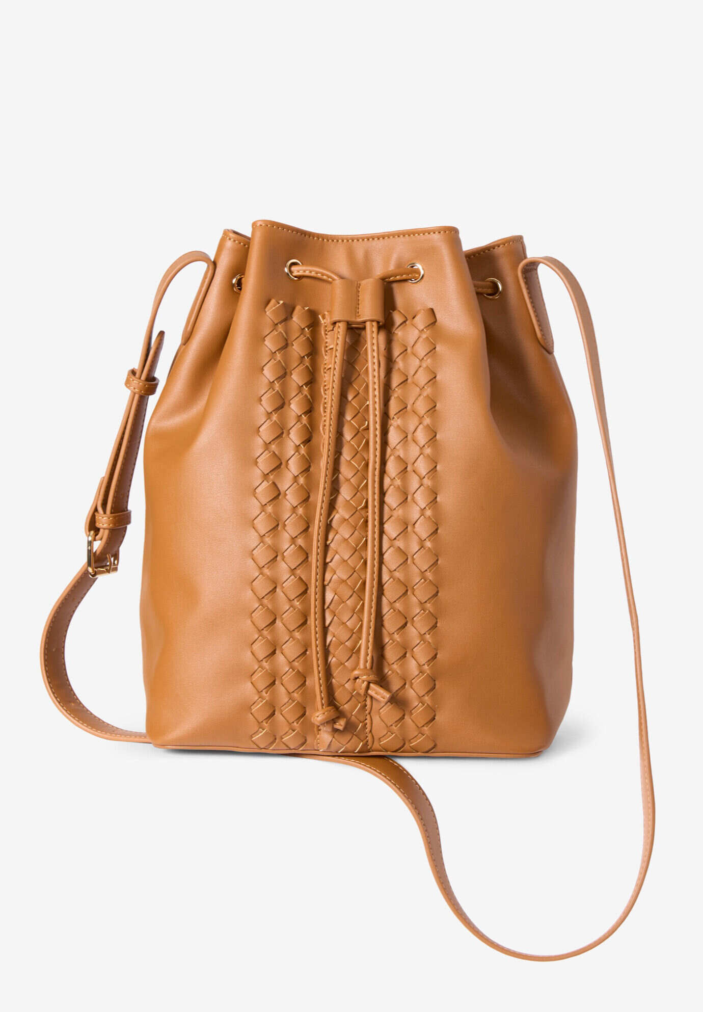 Braided-Detail Crossbody Bucket Bag