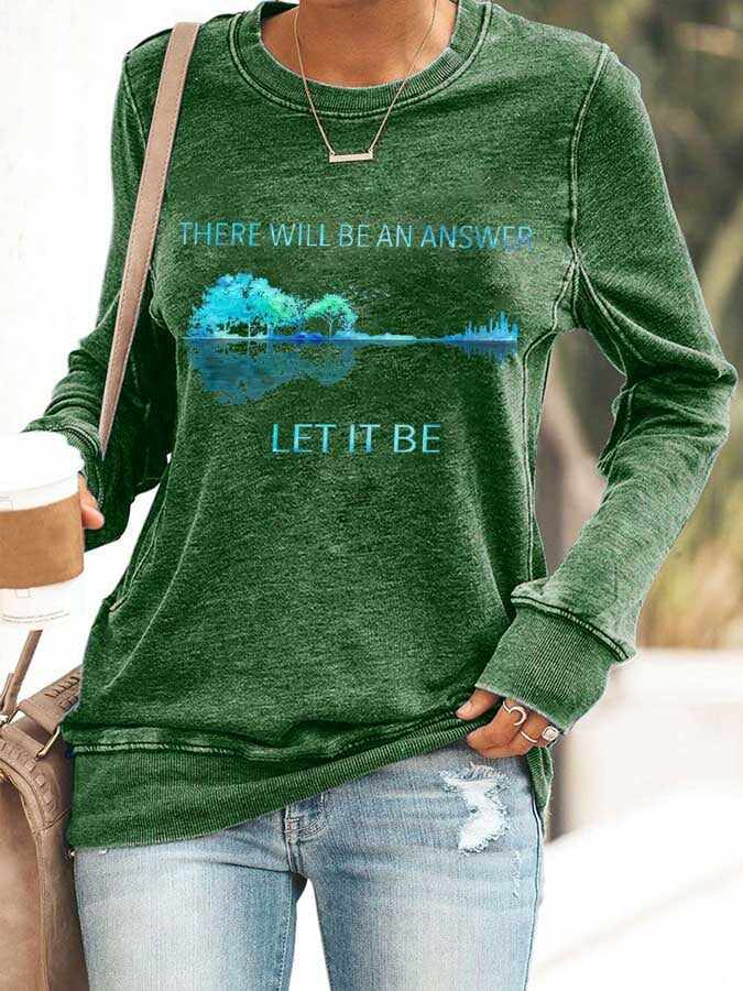 Hippie Guitar Lake There Will Be An Answer Let It Be Print Sweatshirt