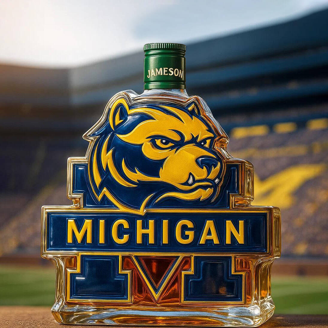 University of Michigan Wolverines Whisky Bottle