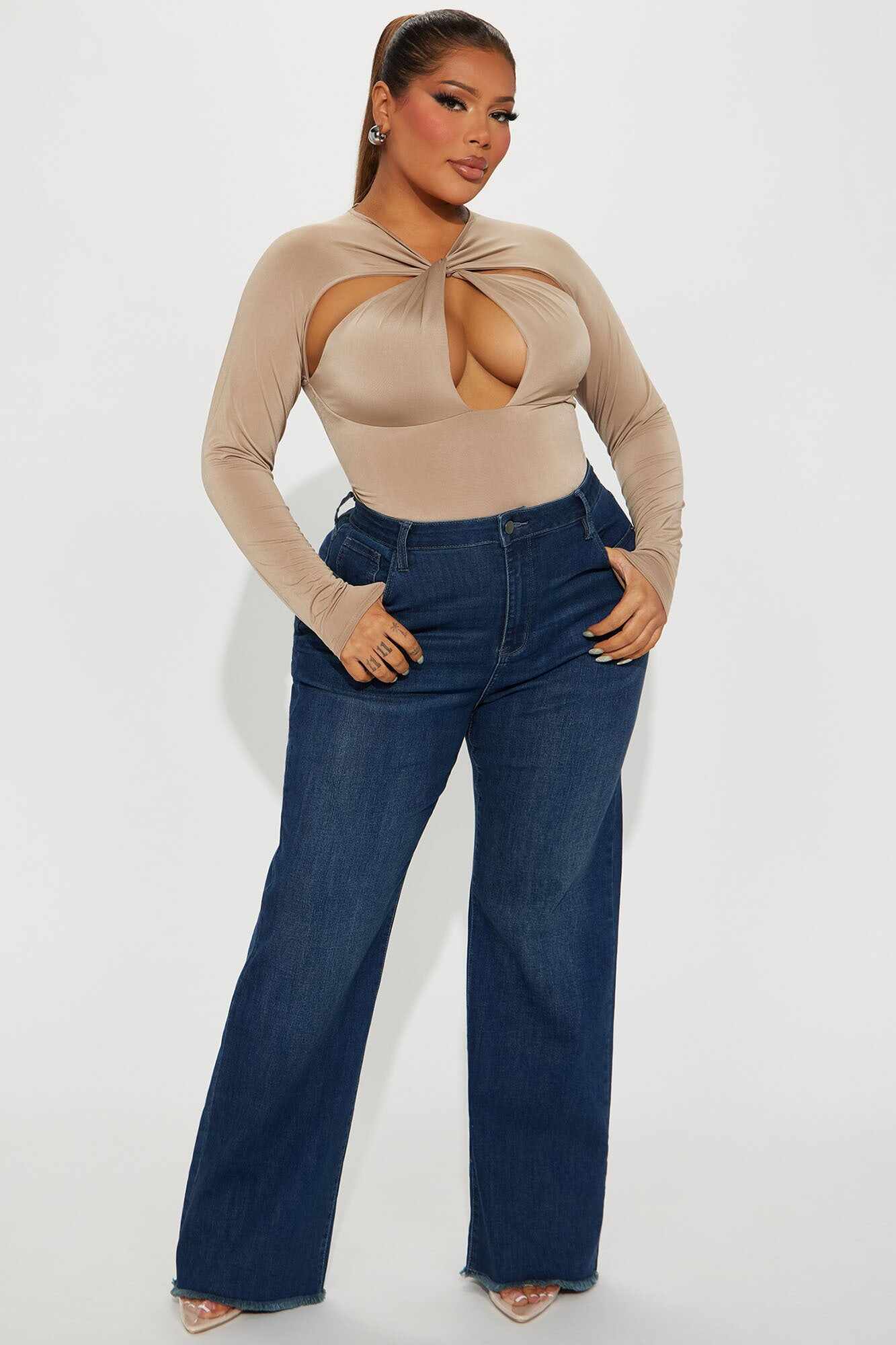 Becky Basic Stretch Straight Leg Jeans - Dark Wash