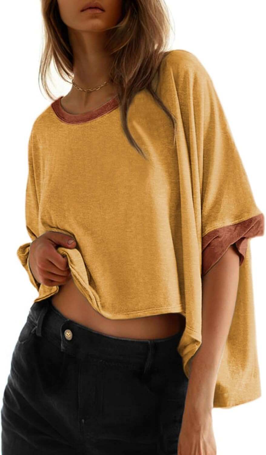 🔥 Last Day For Clearance!Summer Shirts 2026 Womens Solid T Shirts for Women Loose Oversized Tops Basic Tee