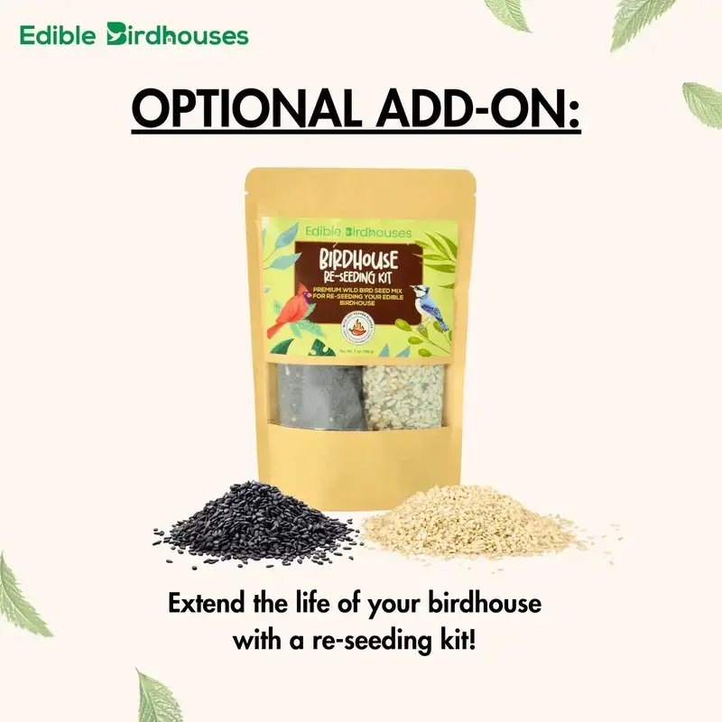 Edible Bird Feeder - Dark Roof Tall Birdhouse Handcrafted in USA Solid Wood Premium Birdseed Blend Attracts Songbirds Deters Squirrels with Chili Flakes