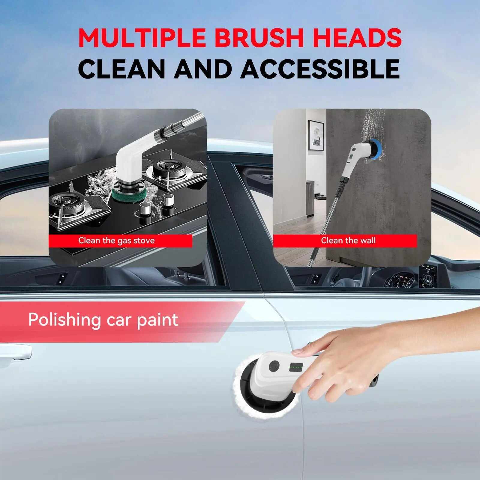 Electric Spin Scrubber for Cleaning Bathroom, Shower Scrubber Cleaning Brush with 2 Speed,with 8 Replaceable Brush Heads,Kitchen, Tub, Tile, Floor, Toilet, Household Cleaning Supplies Cordless Window and Surface Cleaner clesning kit