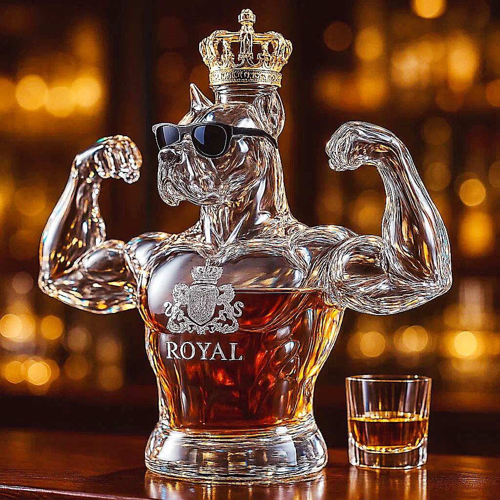 Muscular Great Dane Whiskey Bottle
