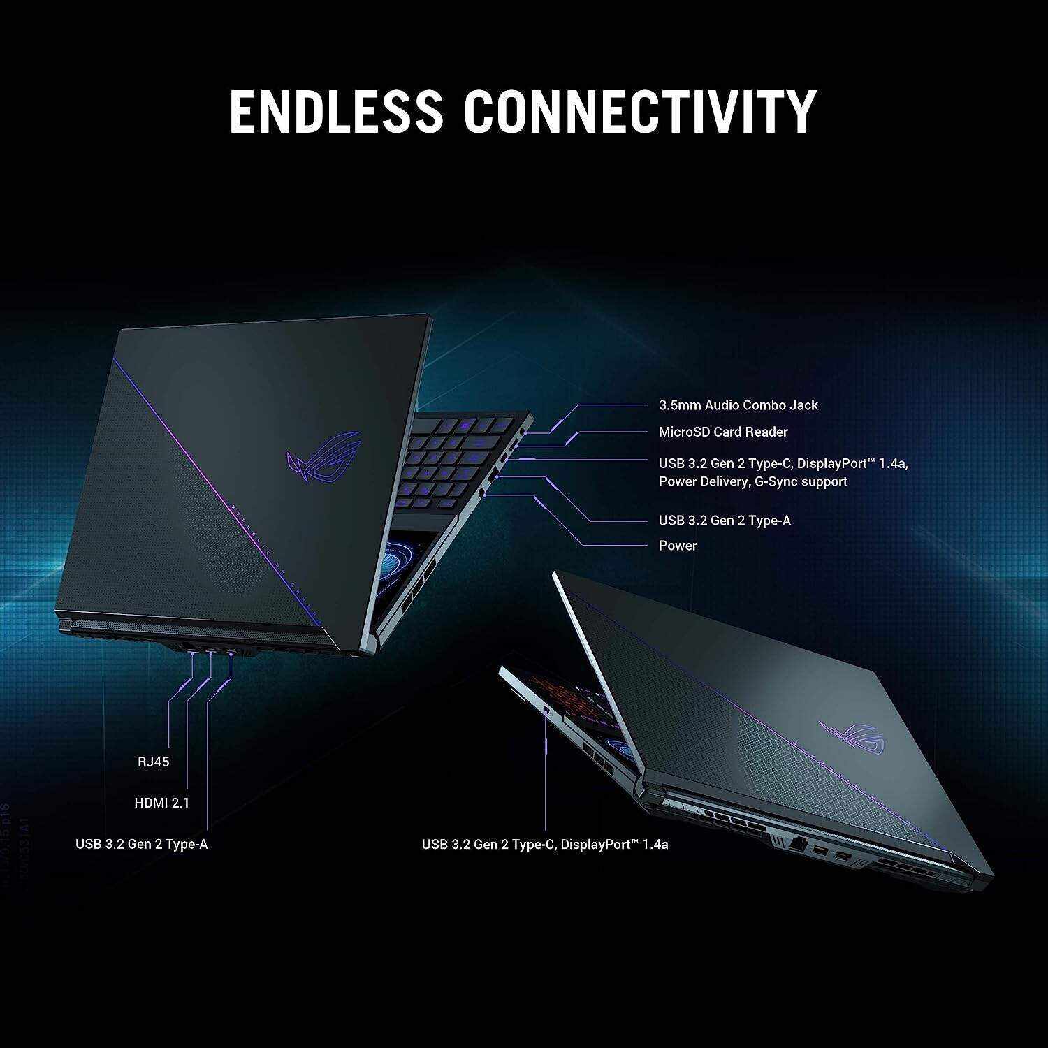 ROG Zephyrus Duo 16 (2022) Gaming Laptop, 16” Mini LED 240Hz/3ms, QHD 16:10 Display, 100% DCI-P3, NVIDIA GeForce RTX 4080, AMD Ryzen 9 7945HX, 32GB DDR5, 1TB SSD, Windows 11 Pro, GX650PZ-XS96