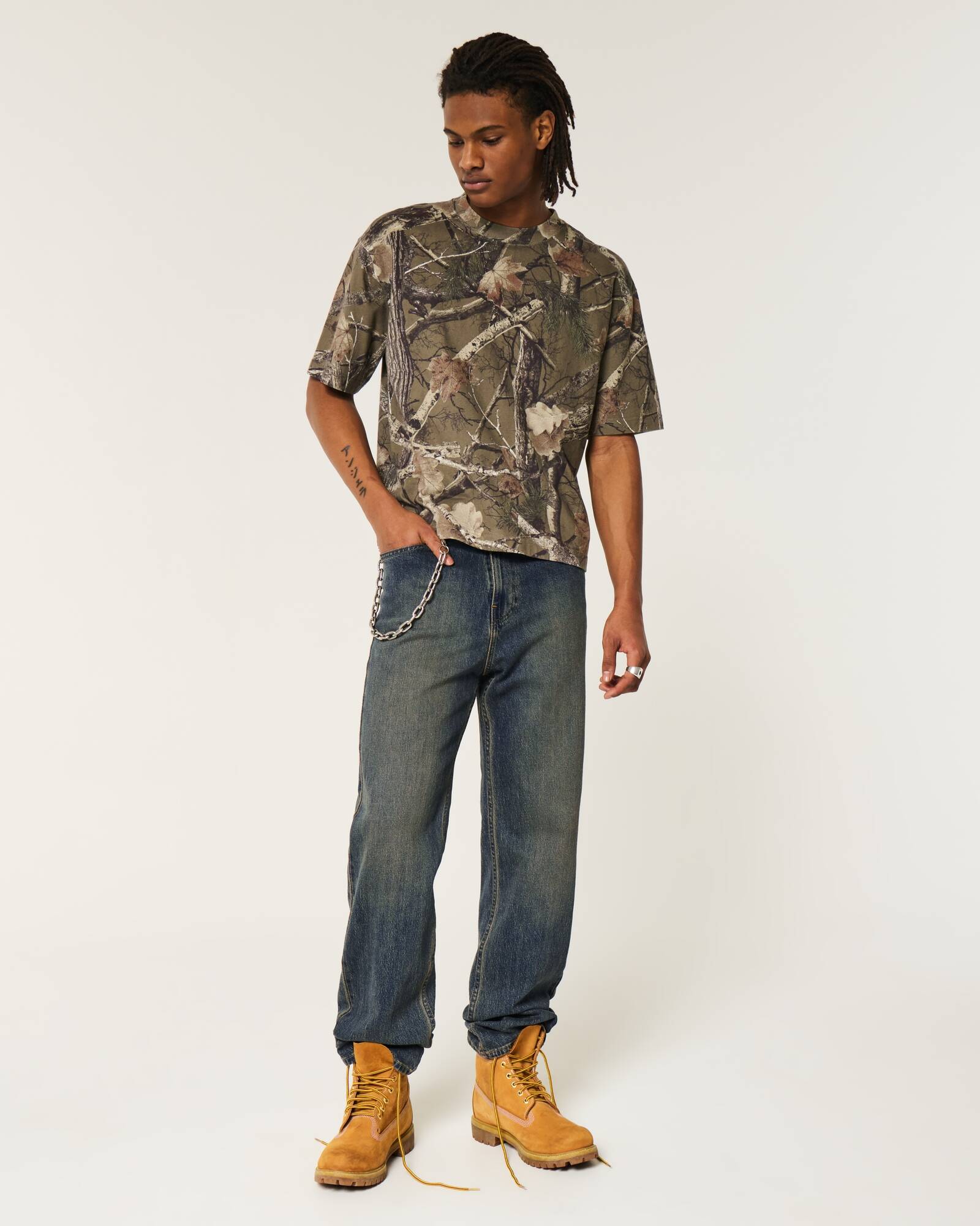 Railroad Stripe Baggy Painter Jeans
