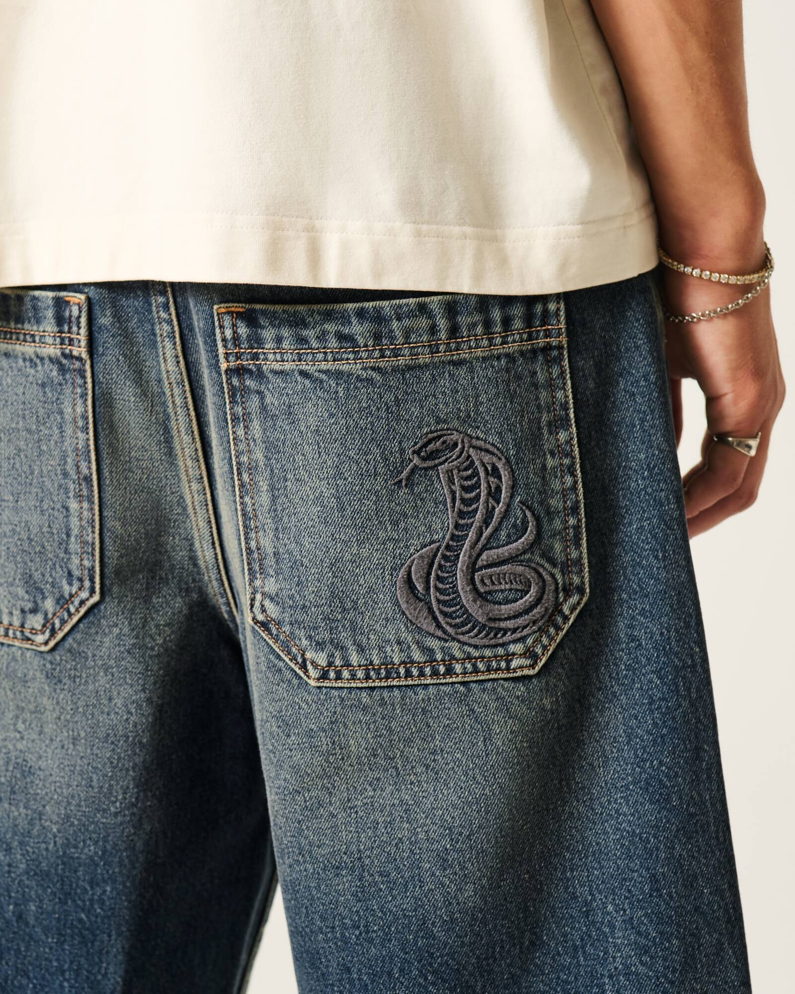 Washed Black Baggy Denim Shorts