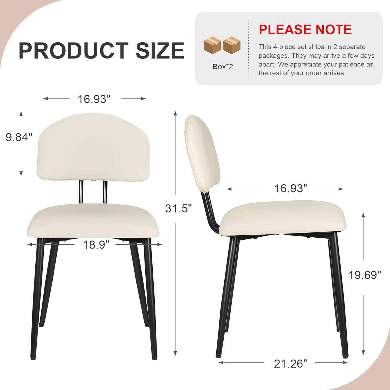 VECELO Dining Chairs Set of 2