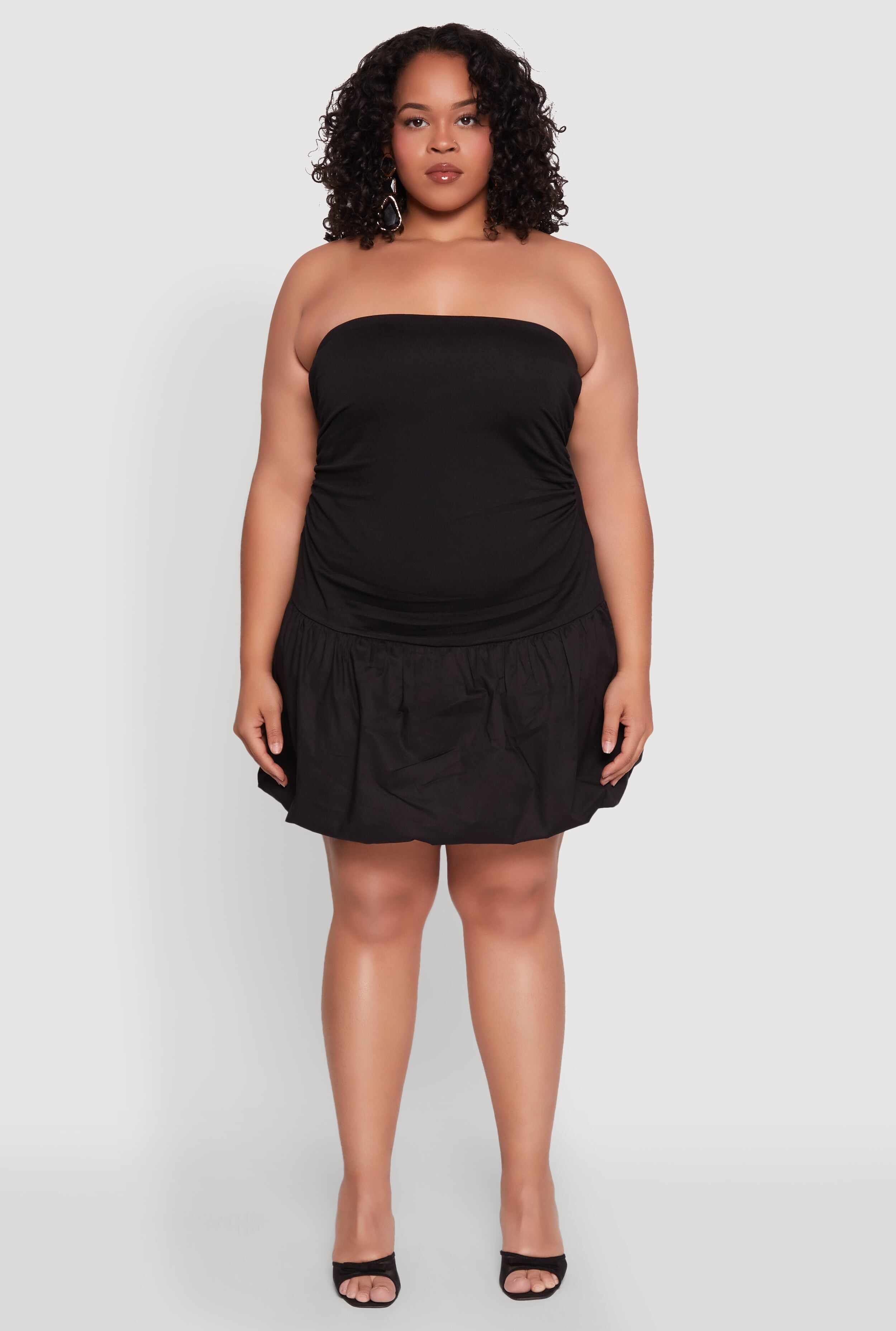 Plus Size Almost Famous Convertible Bubble Hem Dress