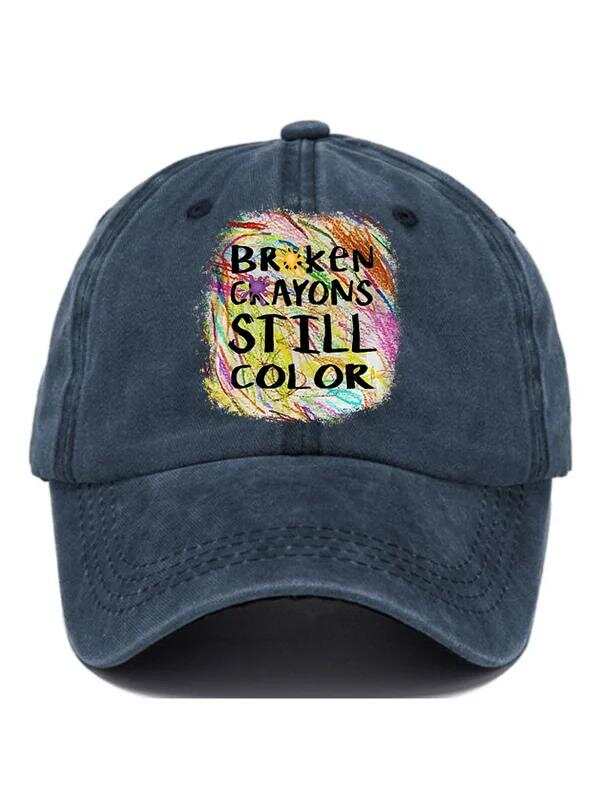 Broken Crayons Still Color Mental Health Awareness Suicide Prevention Pattern Casual Print Hats