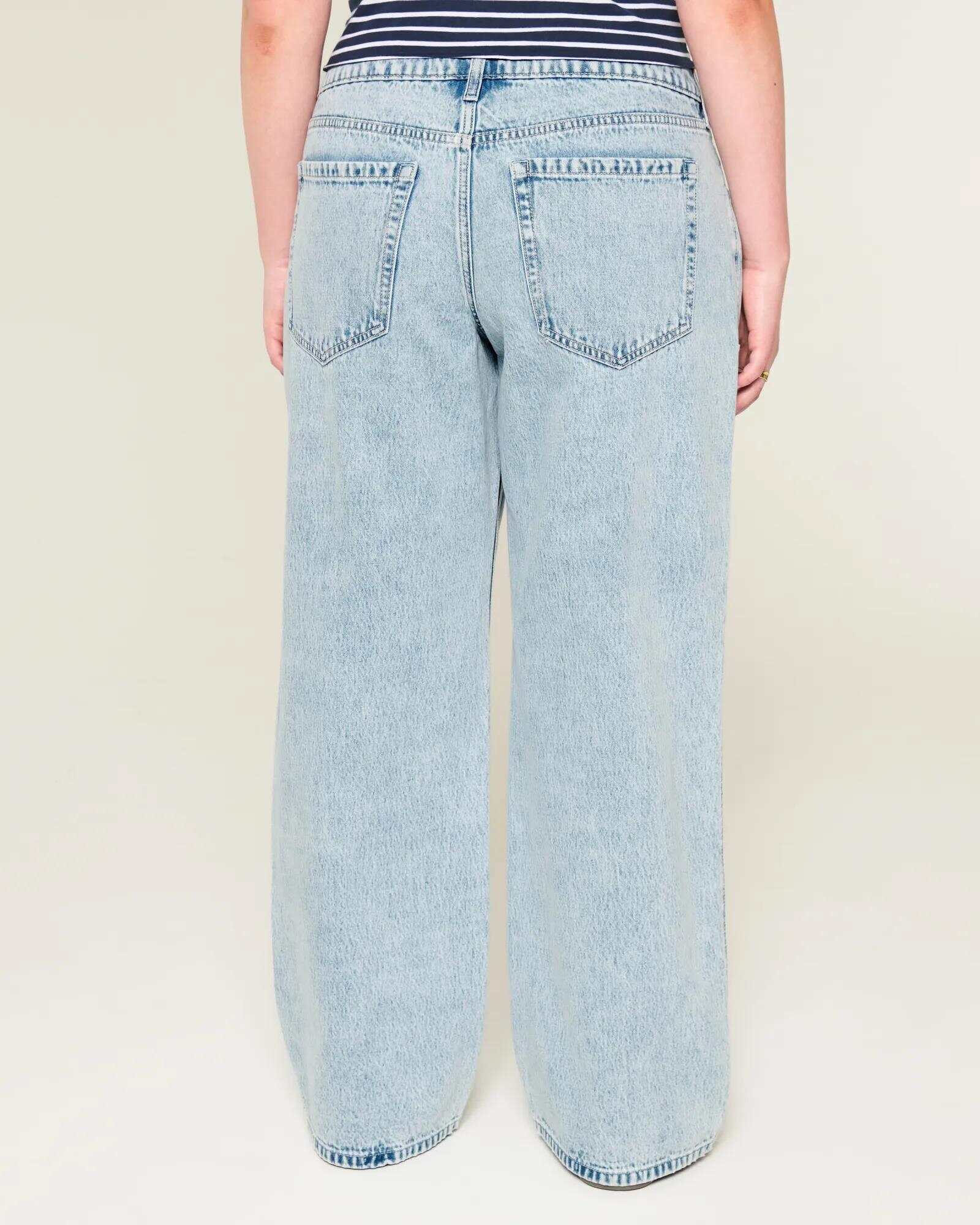 Low-Rise Dark Wash Baggy Jeans